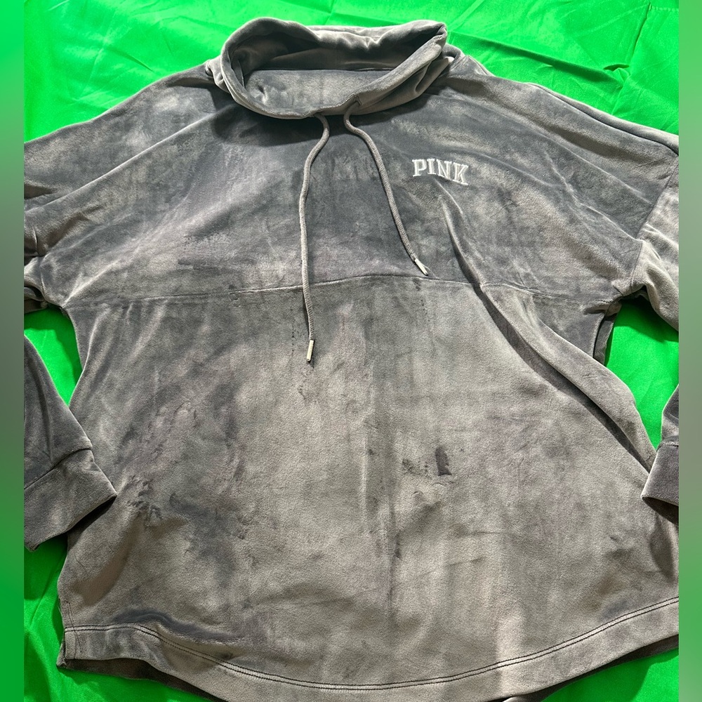 Cowl Neck Velour Pink Sweat Shirt